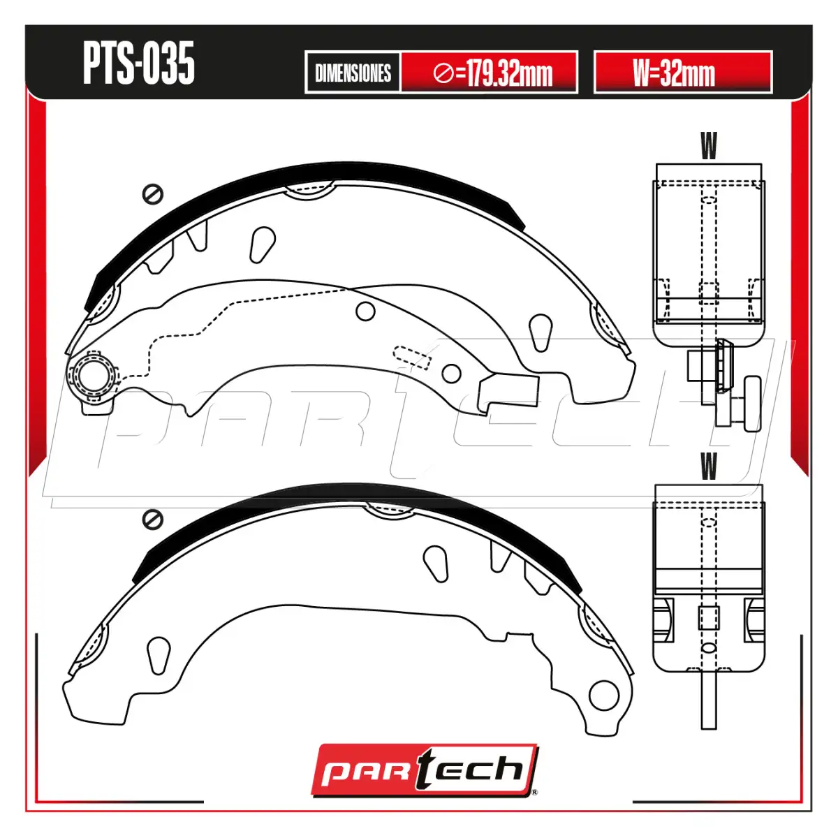 Zapatas para Freno de Tambor PTS-035 · PARTECH