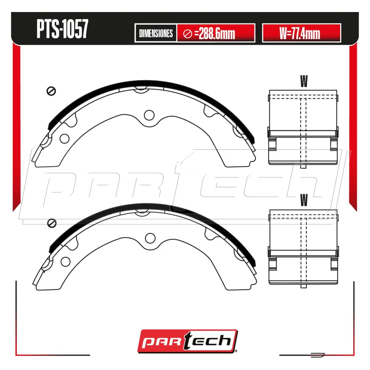Zapatas para Freno de Tambor PTS-1057 · PARTECH