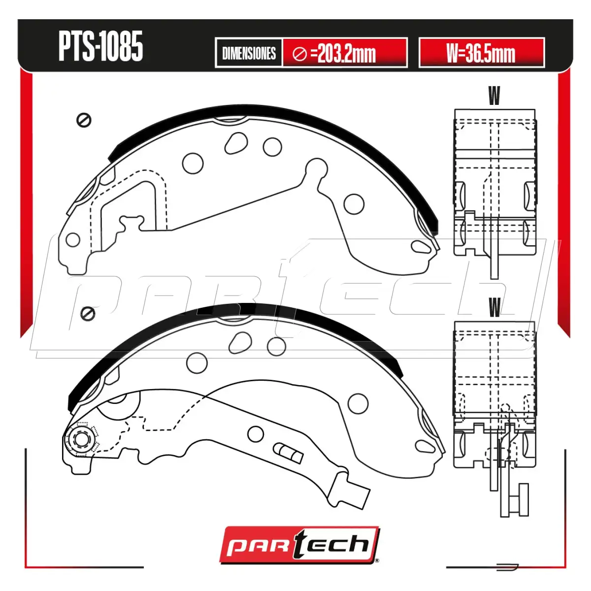 Zapatas para Freno de Tambor PTS-1085 · PARTECH