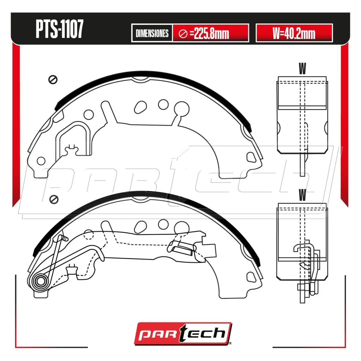Zapatas para Freno de Tambor PTS-1107 · PARTECH