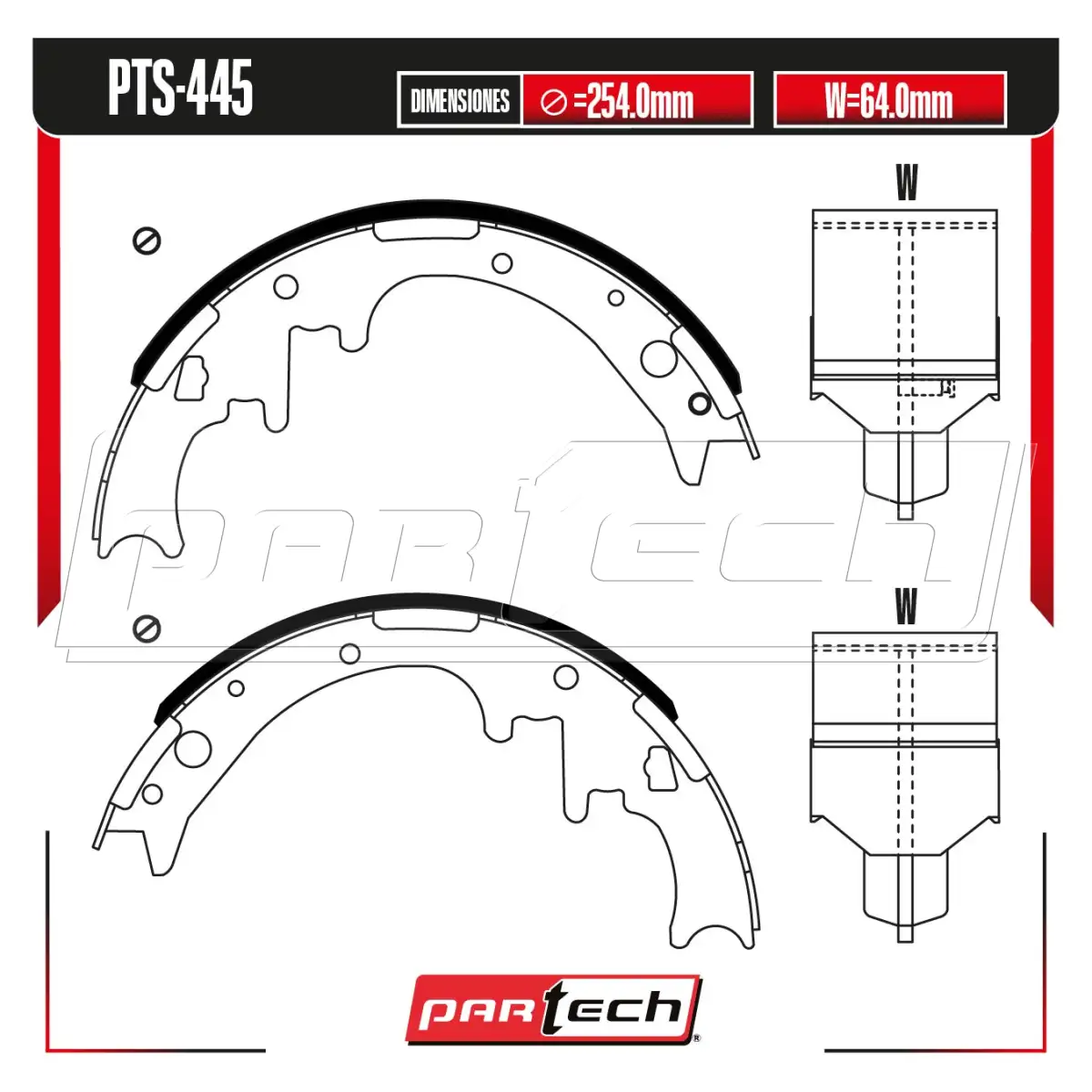 Zapatas para Freno de Tambor PTS-445 · PARTECH