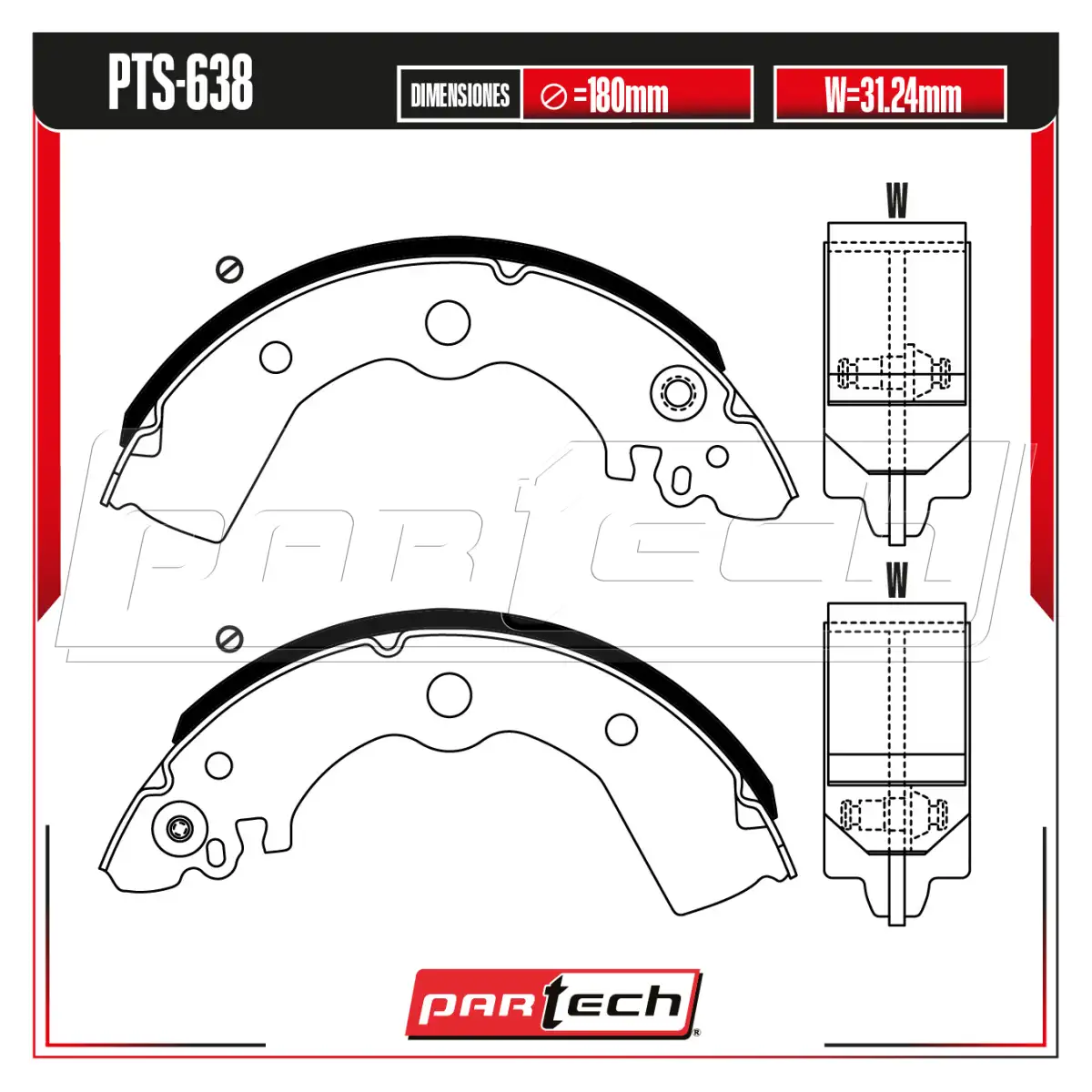 Zapatas para Freno de Tambor PTS-638 · PARTECH