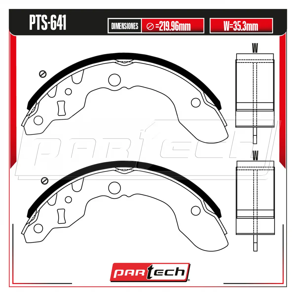 Zapatas para Freno de Tambor PTS-641 · PARTECH