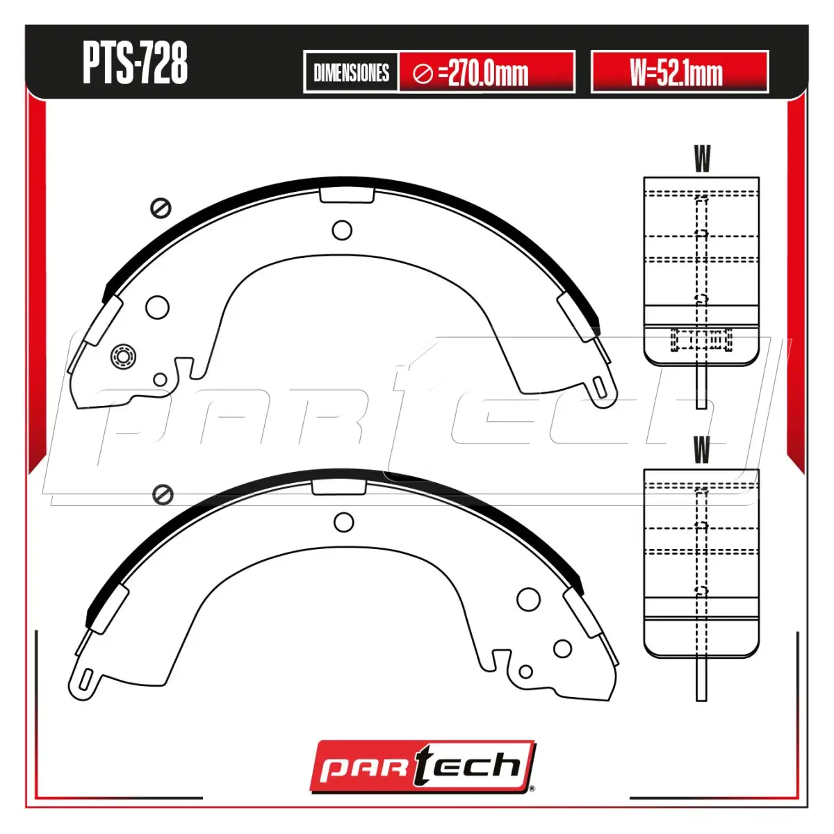 Zapatas para Freno de Tambor PTS-728 · PARTECH