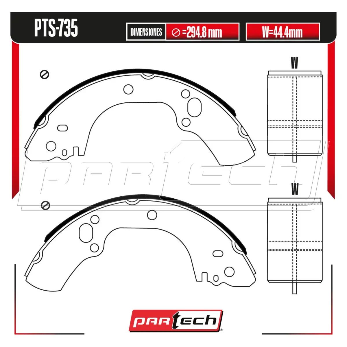 Zapatas para Freno de Tambor PTS-735 · PARTECH