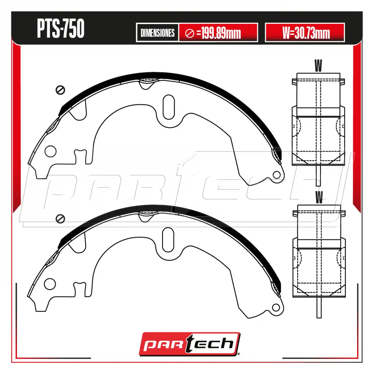 Zapatas para Freno de Tambor PTS-750 · PARTECH