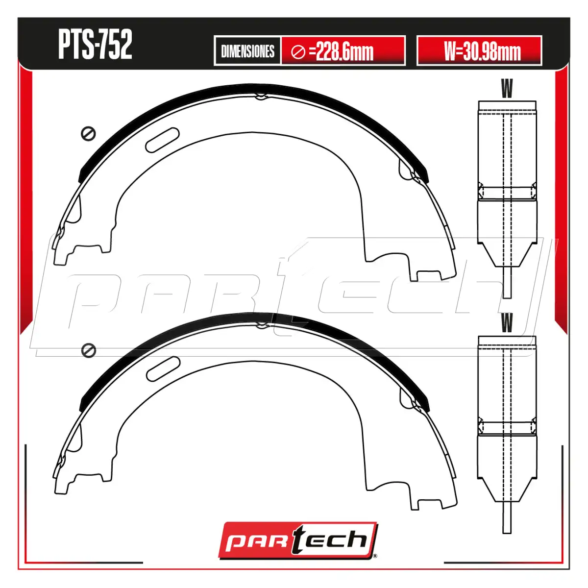 Zapatas para Freno de Tambor PTS-752 · PARTECH