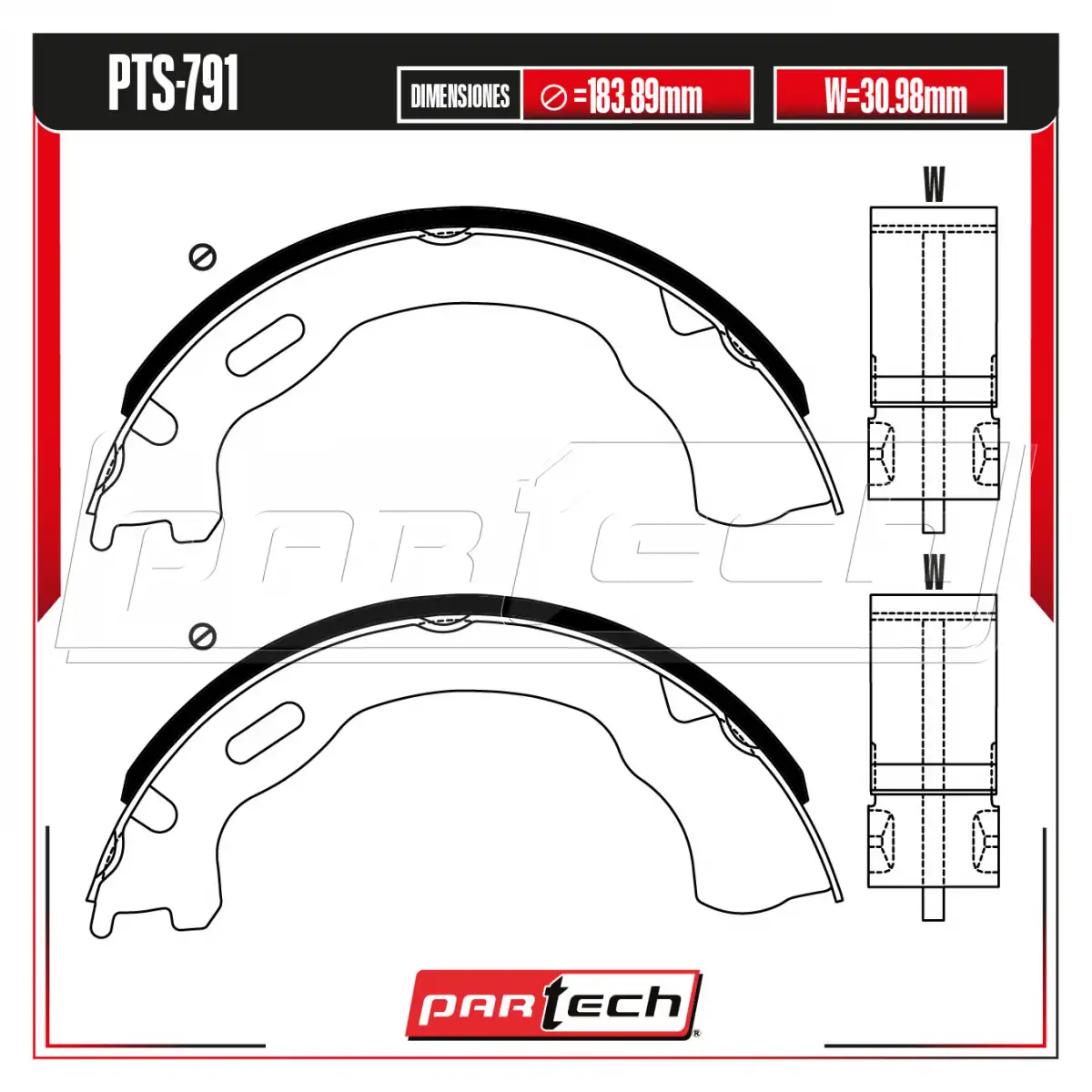 Zapatas para Freno de Tambor PTS-791 · PARTECH