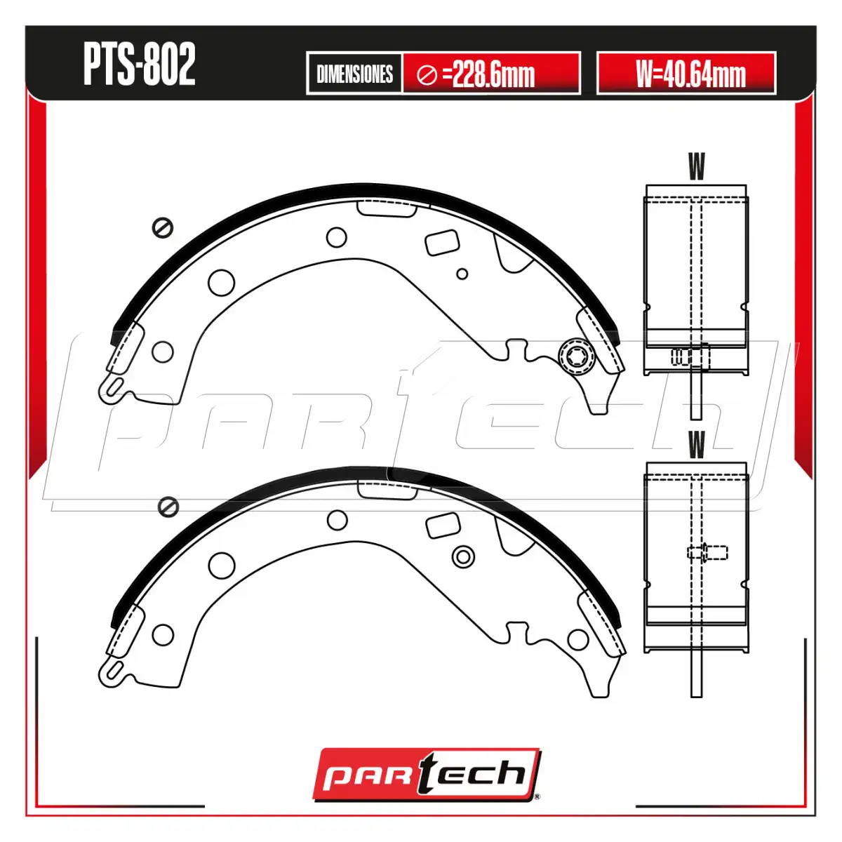 Zapatas para Freno de Tambor PTS-802 · PARTECH
