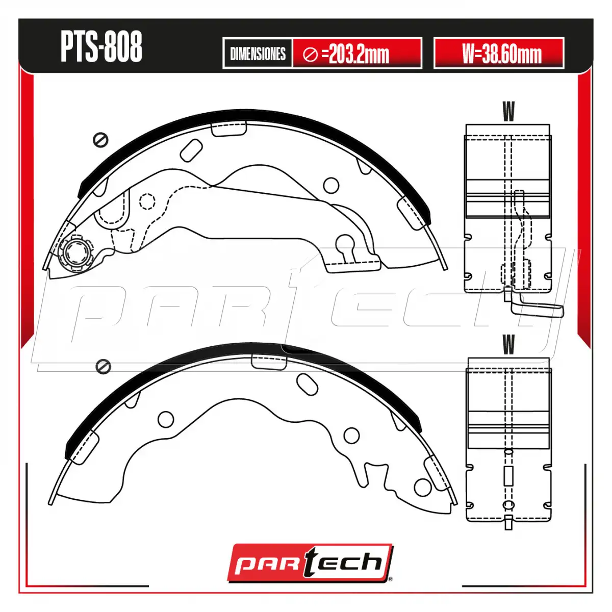 Zapatas para Freno de Tambor PTS-808 · PARTECH