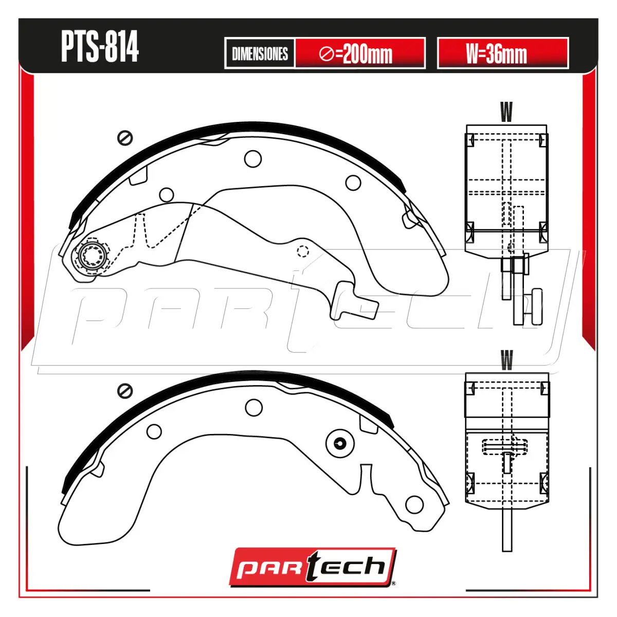 Zapatas para Freno de Tambor PTS-814 · PARTECH