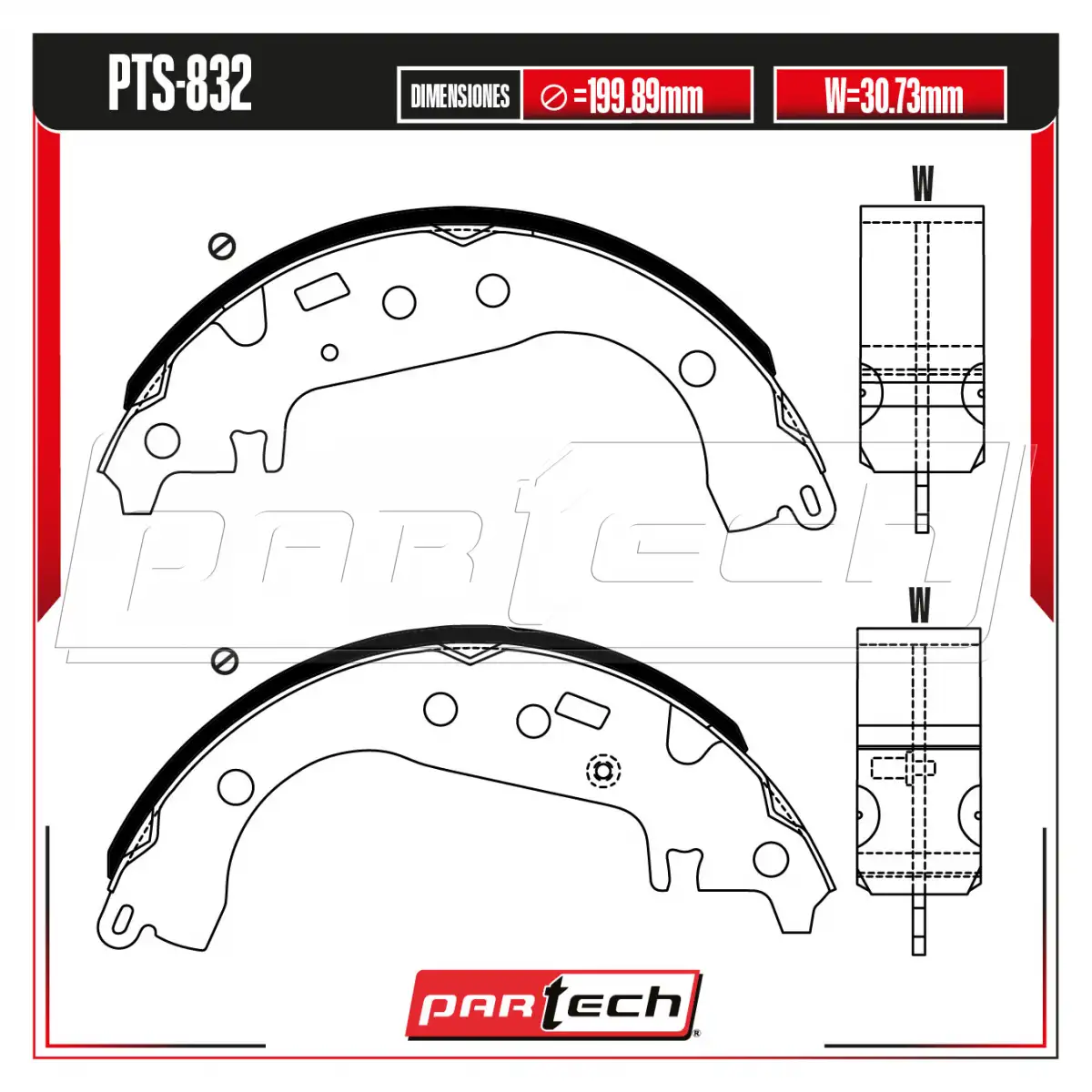 Zapatas para Freno de Tambor PTS-832 · PARTECH
