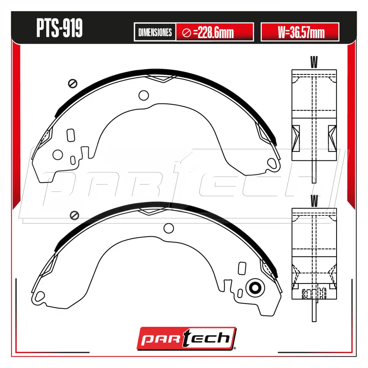 Zapatas para Freno de Tambor PTS-919 · PARTECH