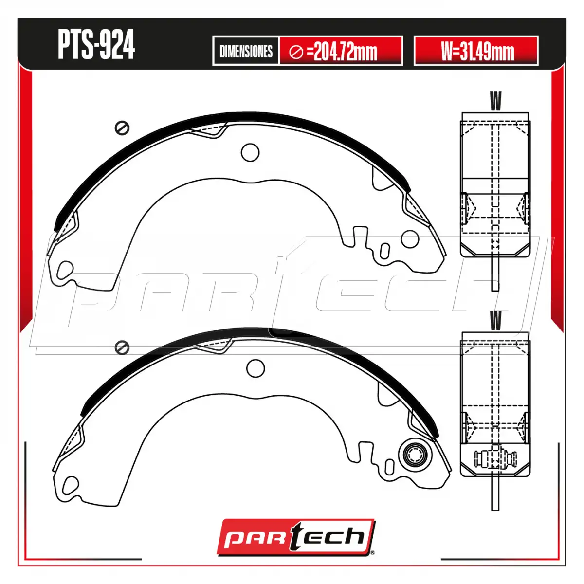 Zapatas para Freno de Tambor PTS-924 · PARTECH