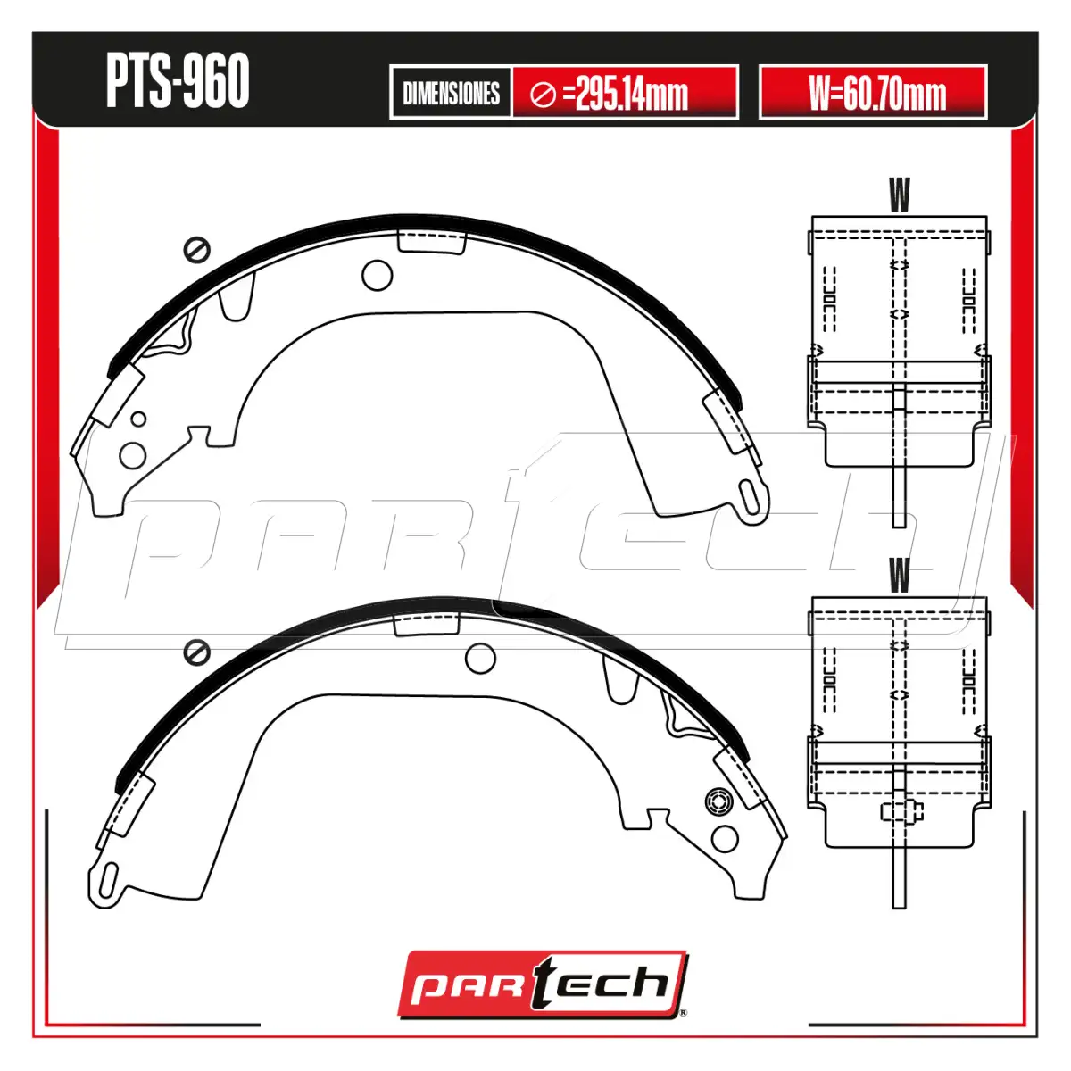 Zapatas para Freno de Tambor PTS-960 · PARTECH
