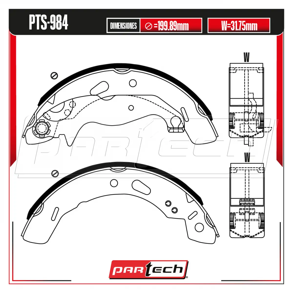 Zapatas para Freno de Tambor PTS-984 · PARTECH