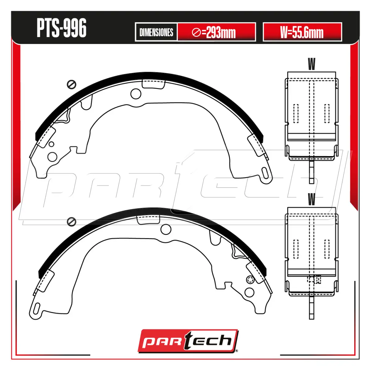 Zapatas para Freno de Tambor PTS-996 · PARTECH